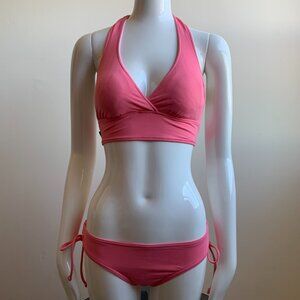 Anne Cole coral pink marilyn banded halter bikini